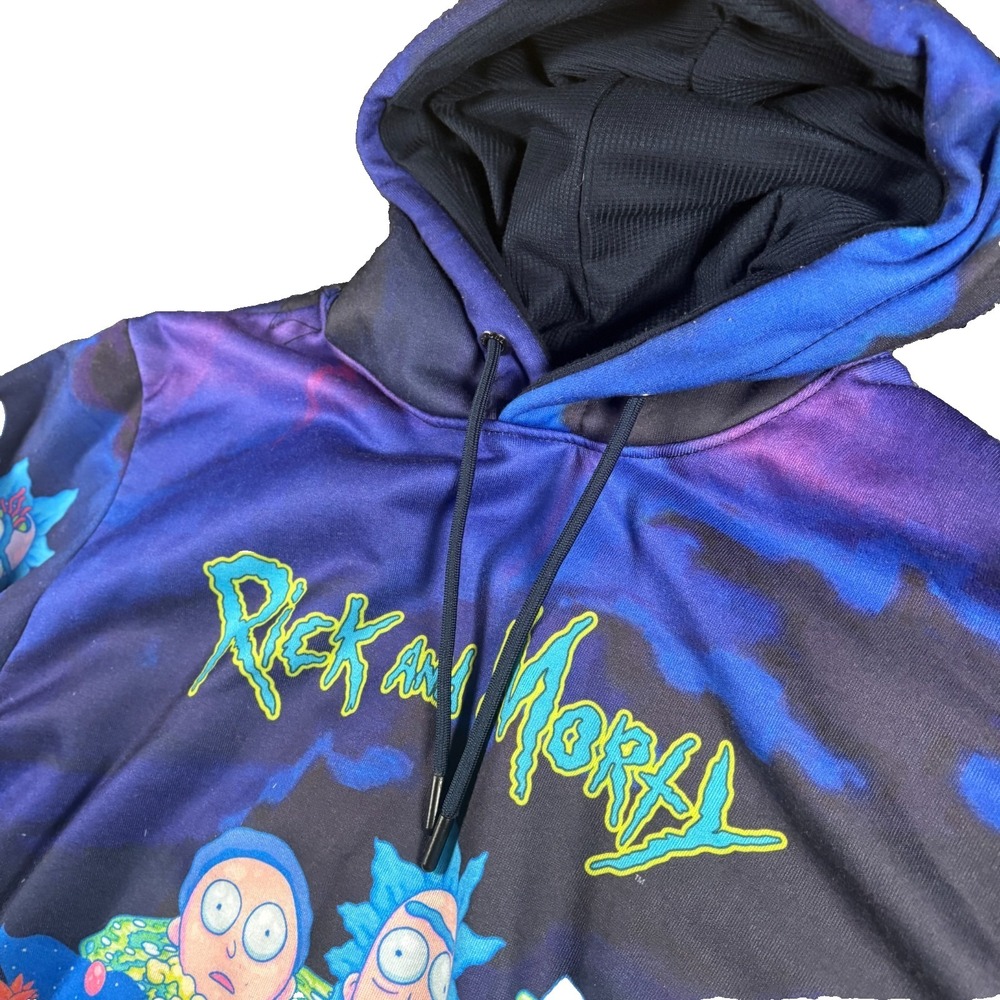 Members Only Adult Swim Rick And Morty Animated Sitcom Hoodie Mens Large Multi